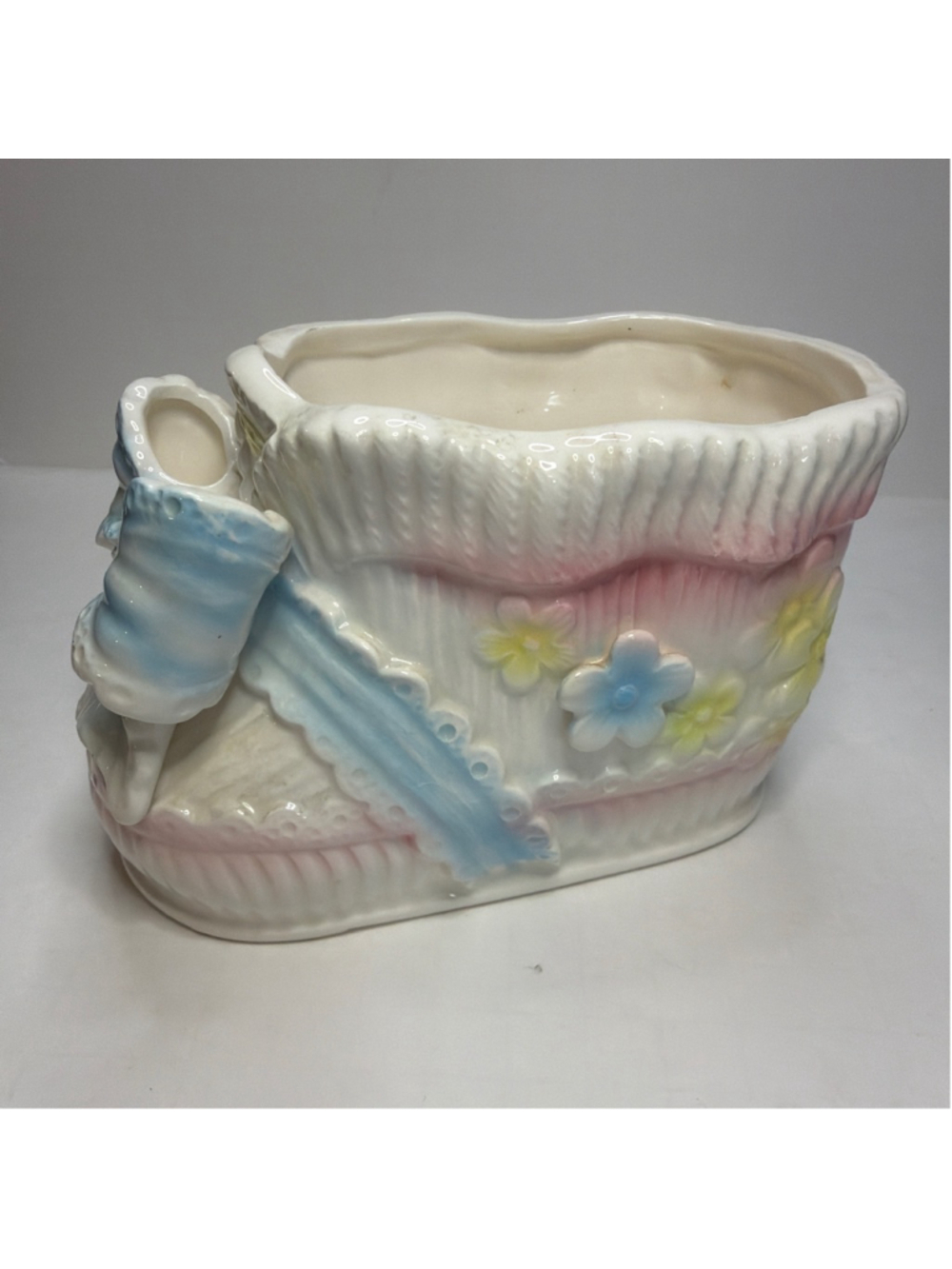 Vintage Ardco Baby Boot Planter Pastel Ceramic Nursery Planter Taiwan 1970s